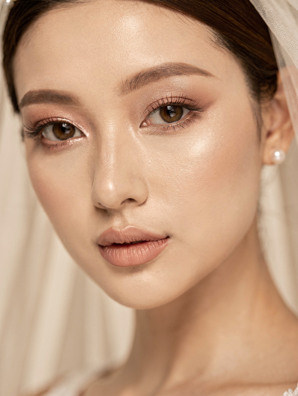 Flawless bridal makeup with soft glow