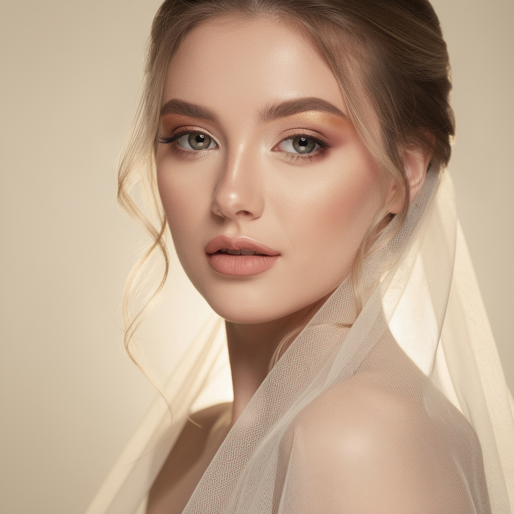 A professional makeup artist applying delicate bridal highlights at Joanne Glow Studio