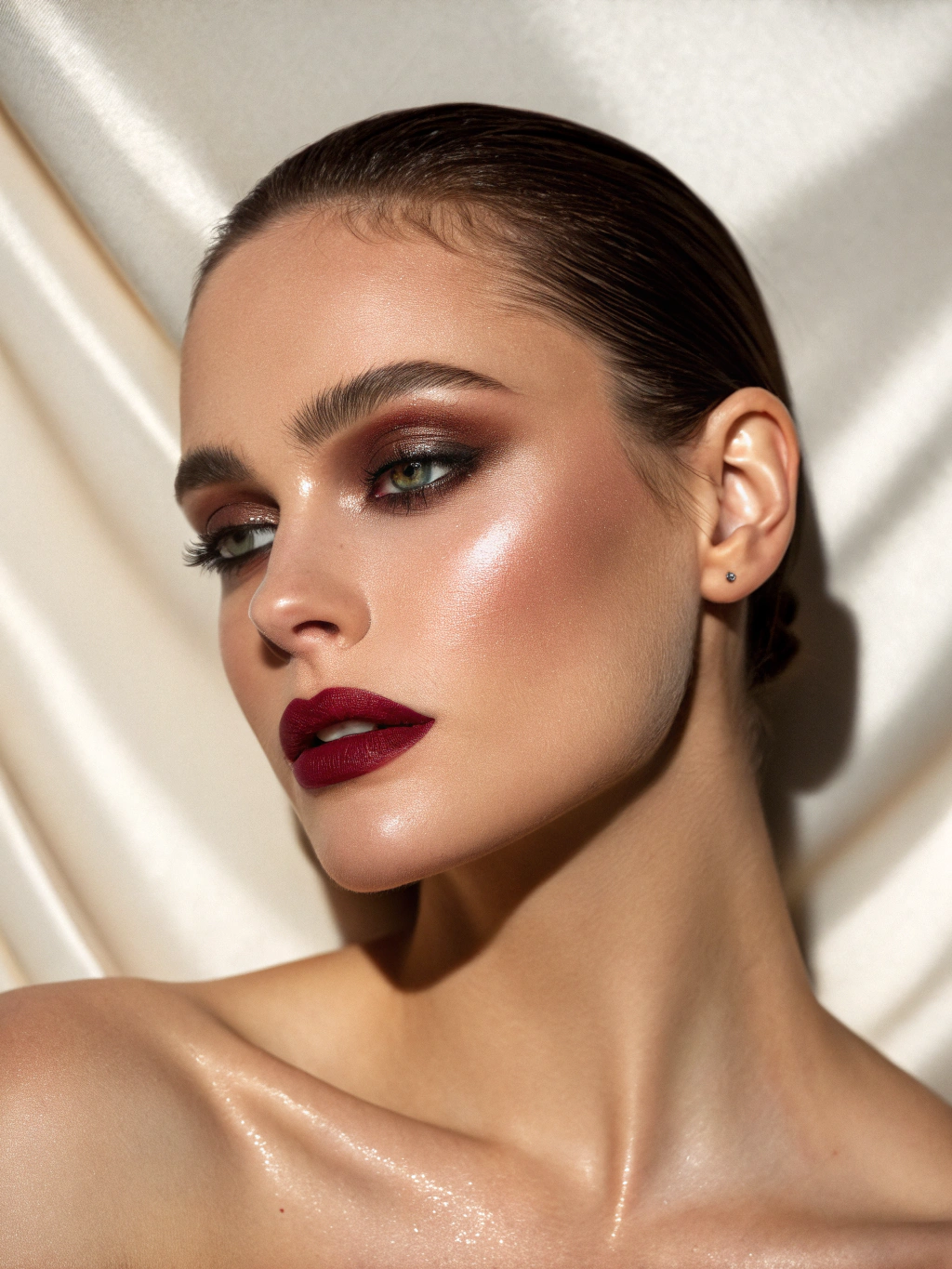 Editorial Edge — high-fashion makeup with sharp contouring and bold textures
