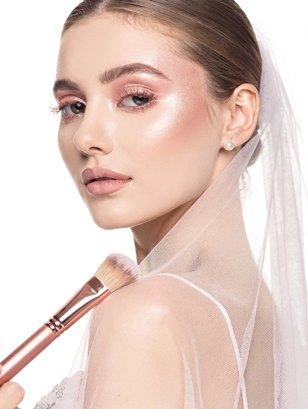 Flawless bridal makeup look with soft glow
