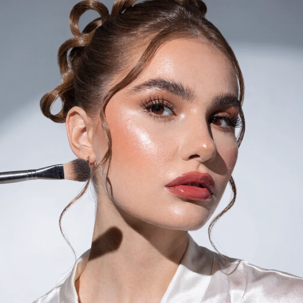 High-fashion editorial makeup close-up