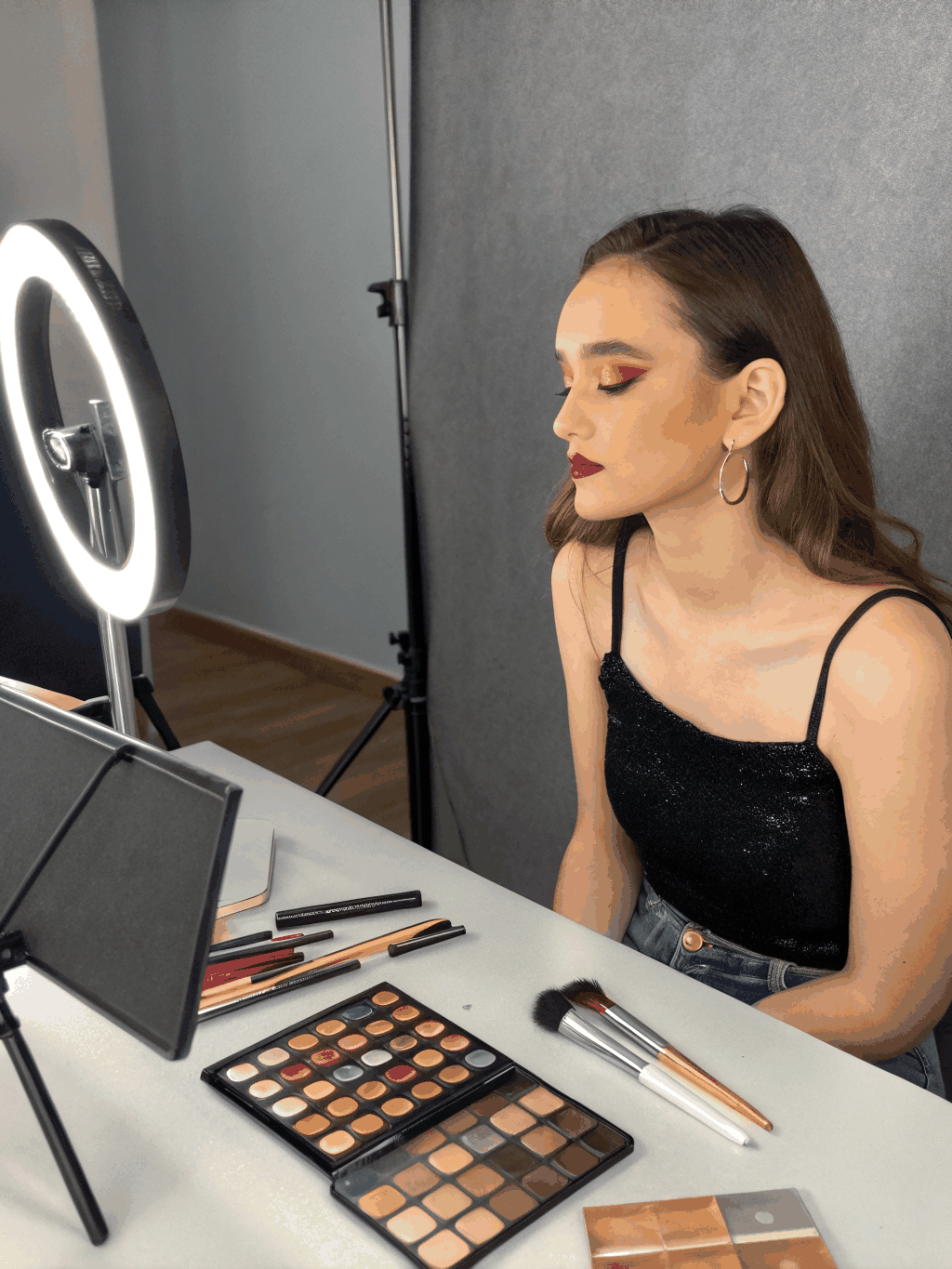 Before and after makeup transformation